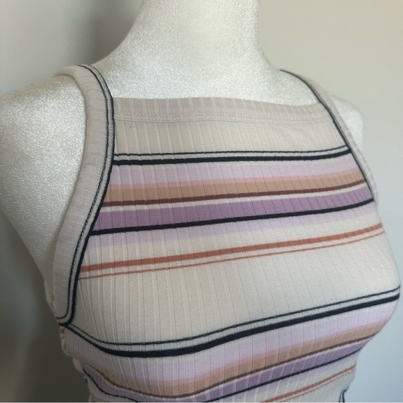 Mudd Square Neck Ribbed Pastel Striped Tank Top Size M - Picture 6 of 6